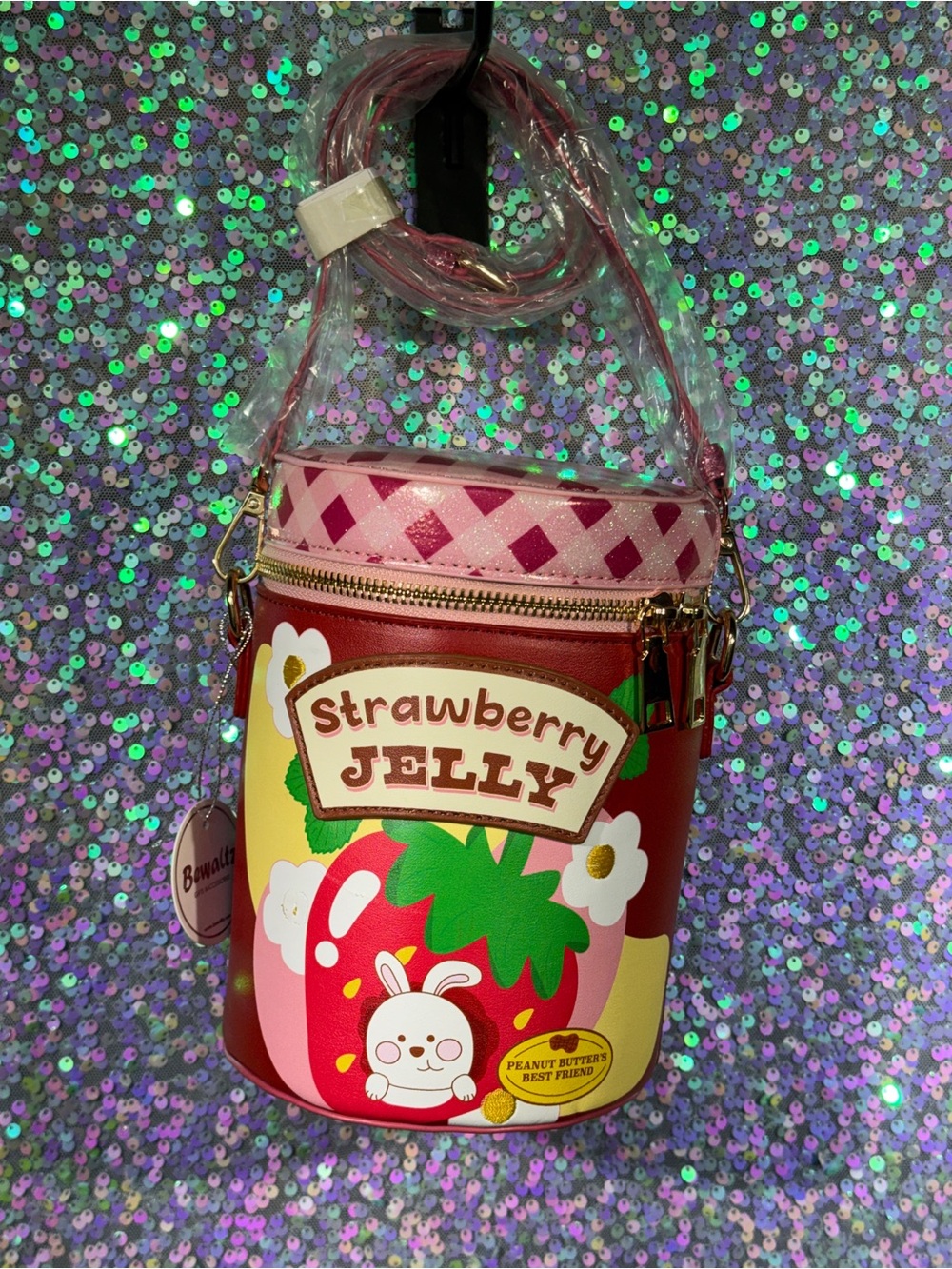 Bewaltz Strawberry Jelly Jam Jar Crossbody Novelty Purse